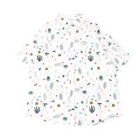 Leaves Plant Floral Print Short Sleeve Shirt - Thumbnail 2