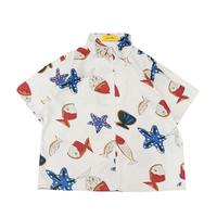 Cute Starfish Shell Print Blouse Shirt - Thumbnail 2