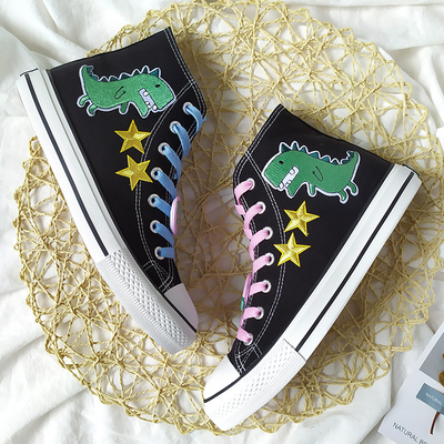 New doodle little dinosaur stars hand-painted shoes