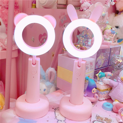 Kawaii rabbit raging table lamp night light LED tricolor fill light student eye protection charging lamp