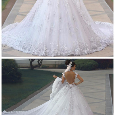 Vestidos de novia sexy see through bodice wedding dress royal tail flowers luxury wedding gowns bride dresses,19 - Thumbnail 5