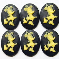 6 of 25x18 mm Minnie Mouse Cameos, She is all Dressed Up, Cream over Black Cute - Thumbnail 1