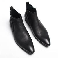 Handmade Men's Black Boot Dress Leather Half Ankle Chelsea Boot - Thumbnail 1