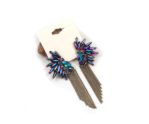 Colorful Bead and Tassel Earrings