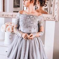 Pink tulle lace short prom dress, homecoming dress - Thumbnail 2