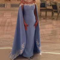 Dusty Blue Sheath Mpther of the Bride Dresses - Thumbnail 1