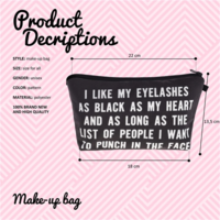 Pretty in Black Letter Print Makeup Cosmetic Bag Pouch  - Thumbnail 3