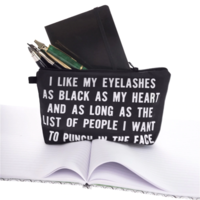 Pretty in Black Letter Print Makeup Cosmetic Bag Pouch  - Thumbnail 4