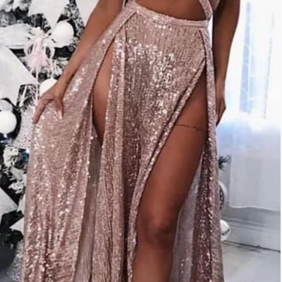 2019 a-line charming sexy sequin sparkly rose gold and black split prom dresses, evening dresses, 49