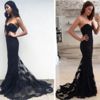 Black Mermaid Sexy Strapless Sweetheart Popular Party Evening Long Prom Dress,50 - Thumbnail 1