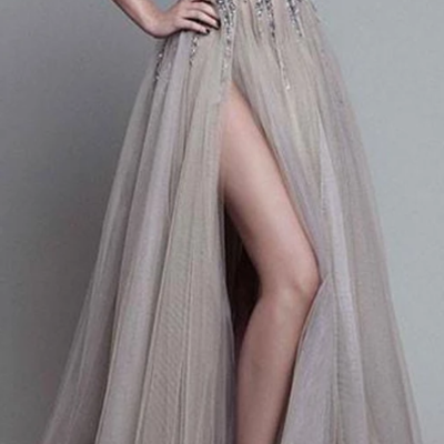 2019 charming deep v-neck tulle new arrival party cocktail evening long prom dresses online,62