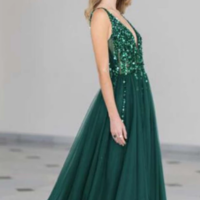 2019 Charming Deep V-Neck Tulle New Arrival Party Cocktail Evening Long Prom Dresses Online,62 - Thumbnail 4