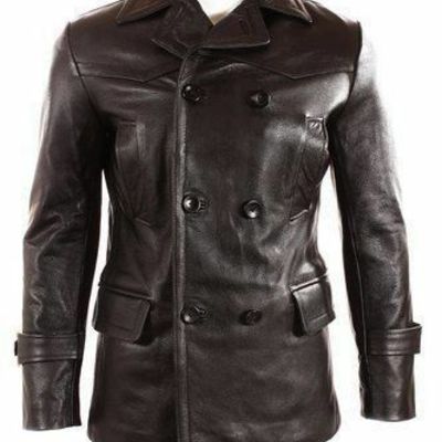 German submariner ww2 vintage black real leather jackets coats men's  - Thumbnail 4