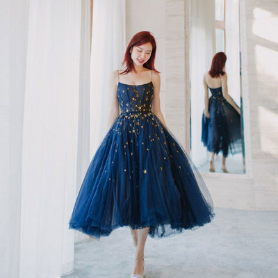 Cute blue tulle short prom dress, homecoming dress - Thumbnail 4