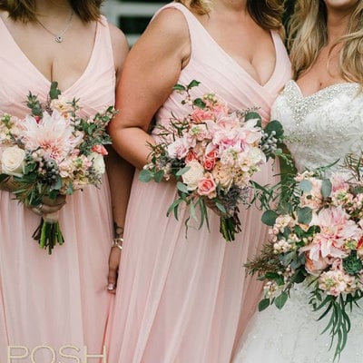 V neck long chiffon plus size bridesmaid dresses - Thumbnail 4