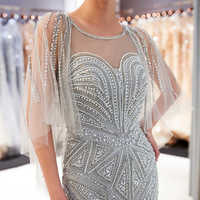 Gray evening dress Crystal Sequins Beaded Long Mermaid Evening Gown Scoop Neckline Long dress,81 - Thumbnail 1