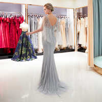 Gray evening dress Crystal Sequins Beaded Long Mermaid Evening Gown Scoop Neckline Long dress,81 - Thumbnail 2