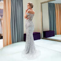 2019 Sliver Mermaid Sequin Evening Dresses Long Off The Shoulder Evening Gown Women Party Dresses V Neckline,83 - Thumbnail 1
