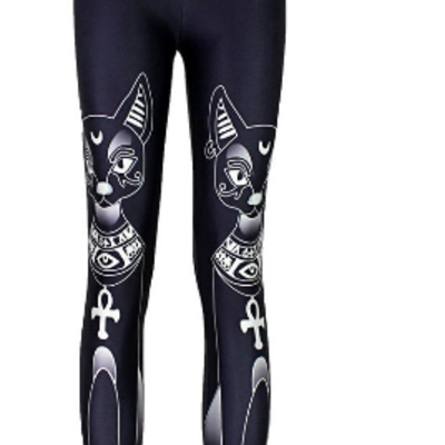 Punk rock high waist egyptian cat black leggings - Thumbnail 4