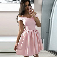 Simple satin short prom dress, homecoming dress - Thumbnail 1