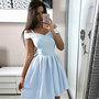 Simple satin short prom dress, homecoming dress-2