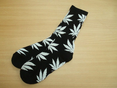 Harajuku Weed Marijuana Crew Socks Black/White Color