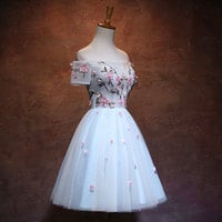 Cute tulle applique short prom dress, homecoming dress - Thumbnail 2