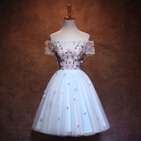Cute tulle applique short prom dress, homecoming dress - Thumbnail 4