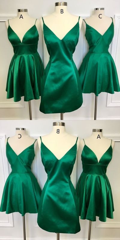 Simple A-line Short Homecoming Dresses,Emerald Green Satin Hoco Dresses,Cheap Homecoming Dresses Under 100,Back to School Dresses