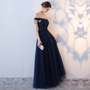  Blue Tulle Beads Long Prom Dress, Blue Evening Dress-3