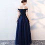  Blue Tulle Beads Long Prom Dress, Blue Evening Dress-4