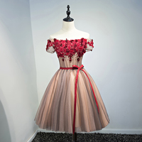 Cute Tulle Lace Short Prom Dress, Evening Dress - Thumbnail 4