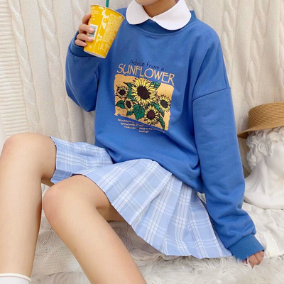 Sun flower blue sweatshirt