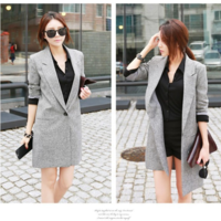 Grey Casual Blazer Coat - Thumbnail 1