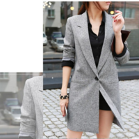 Grey Casual Blazer Coat - Thumbnail 2