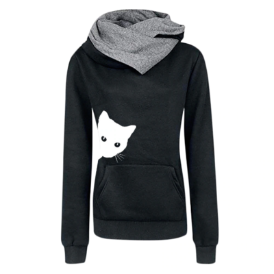 Casual Cat Print Hoodie