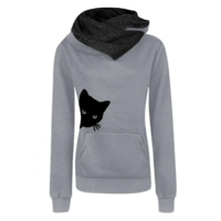 Casual Cat Print Hoodie - Thumbnail 3