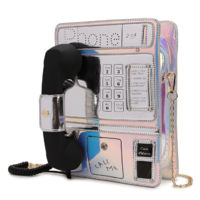 Trendy Laser Gradient Telephone Design Shoulder Bag Crossbody Bag - Thumbnail 1