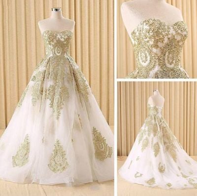 Ball Gown Gold prom dress, sexy prom dress,Charming prom dress, long prom dress,prom dresses, elegant prom dress, prom dress,91
