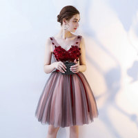 Cute v neck tulle lace short prom dress, homecoming dress - Thumbnail 3