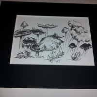 MUSHROOM DANCE ORIGINAL INK SKETCH PRINT - Thumbnail 2