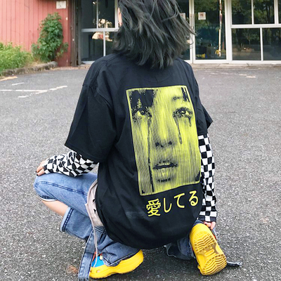 Free Shipping-SAD GIRL LAYER LONG SLEEVE TEE 