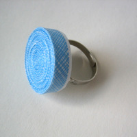 Earth Friendly Adjustable Ring Made With Blue Security Envelope - Thumbnail 1