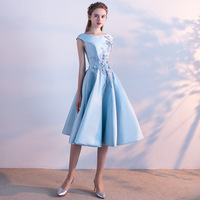 Cute satin lace short prom dress, hoco dress - Thumbnail 1