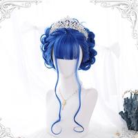 Ocean Blue Curly Long Wig - Thumbnail 3