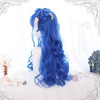 Ocean Blue Curly Long Wig - Thumbnail 2