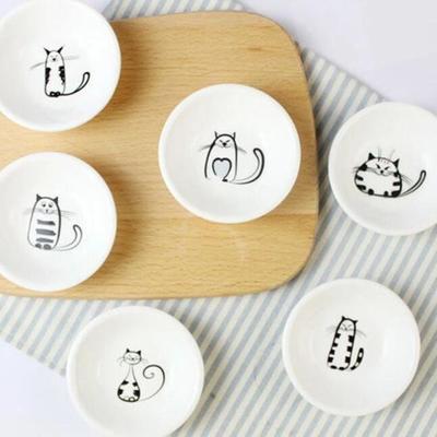 6pcs tiny cute cat plates