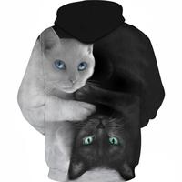BLACK & WHITE 3D CAT HOODIE - Thumbnail 1