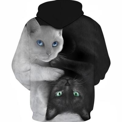 Black & white 3d cat hoodie