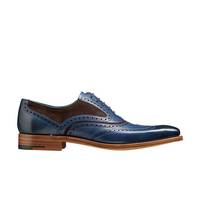 Handmade Navy Black Wing Tip Brogue Lace Up Shoes Designing Leather Shoes, Stylish Dress Formal Shoes - Thumbnail 1